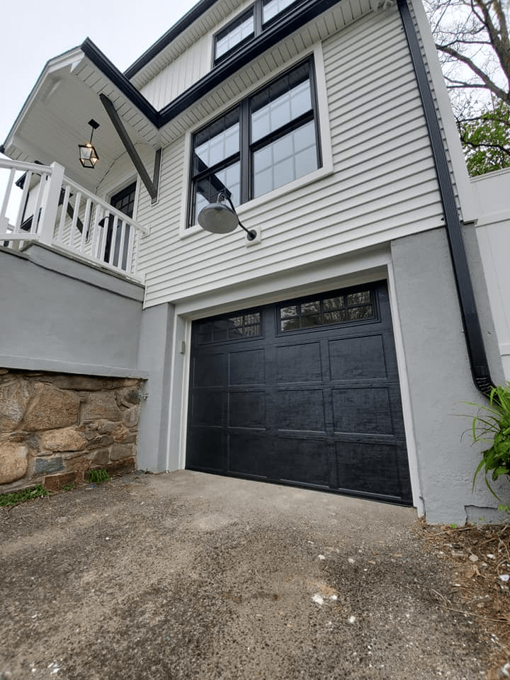 black midcentury modern garage doors
