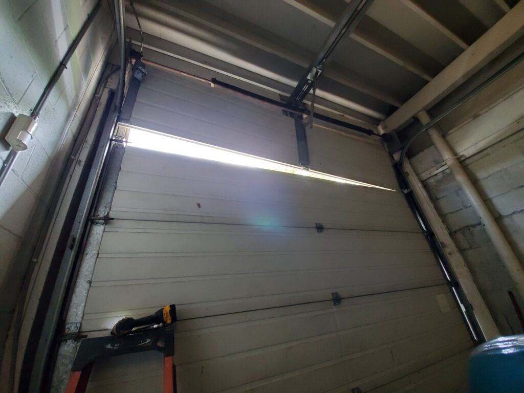 garage door with messed up panel